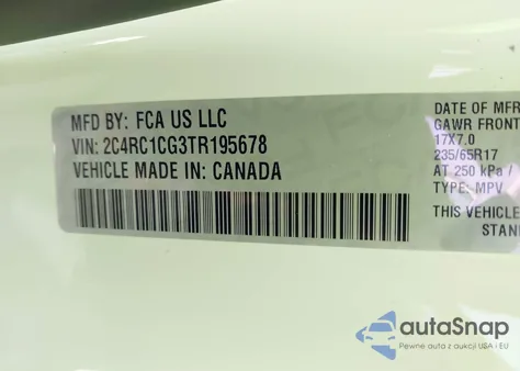 2026 Chrysler Voyager Lx z USA, uszkodzony, nr VIN 2C4RC1CG3TR195678